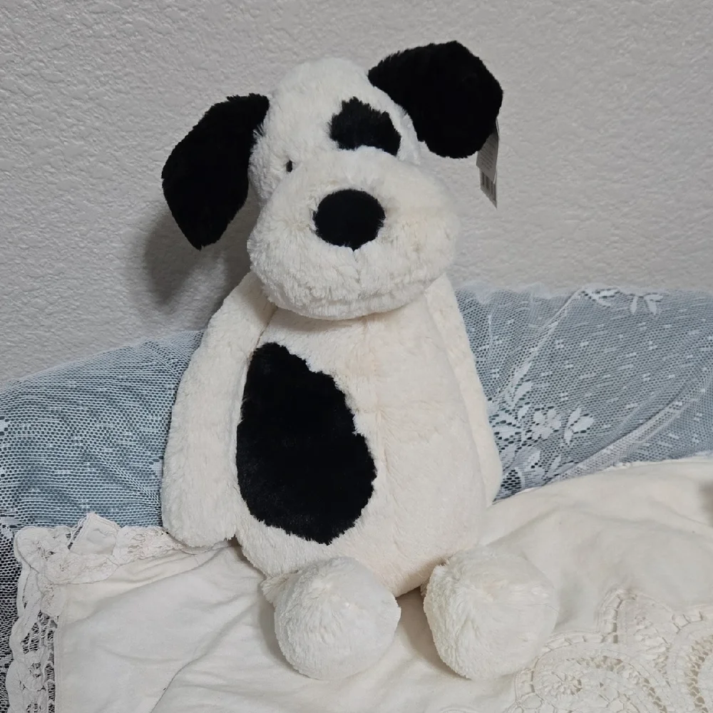 Jellycat Cream and Black Dog Plush
